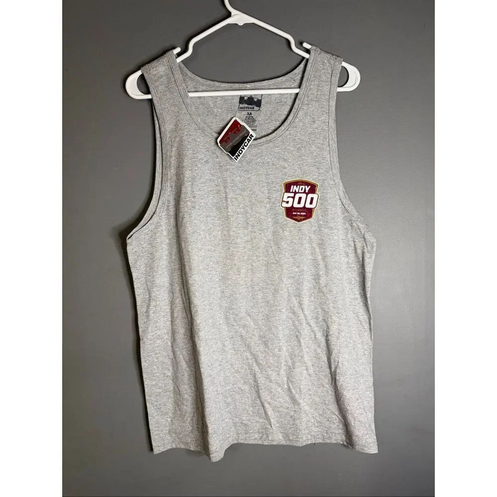 Indy 500 Gray Mens Logo Print Tank Top Size Medium NWT